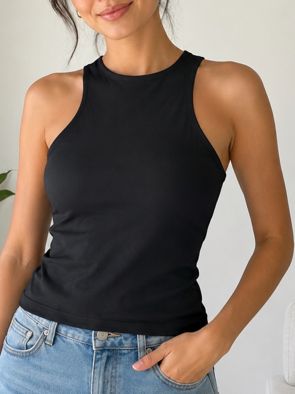 Susana Monaco Black  High-Neck Tank